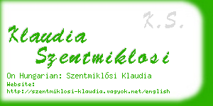 klaudia szentmiklosi business card
